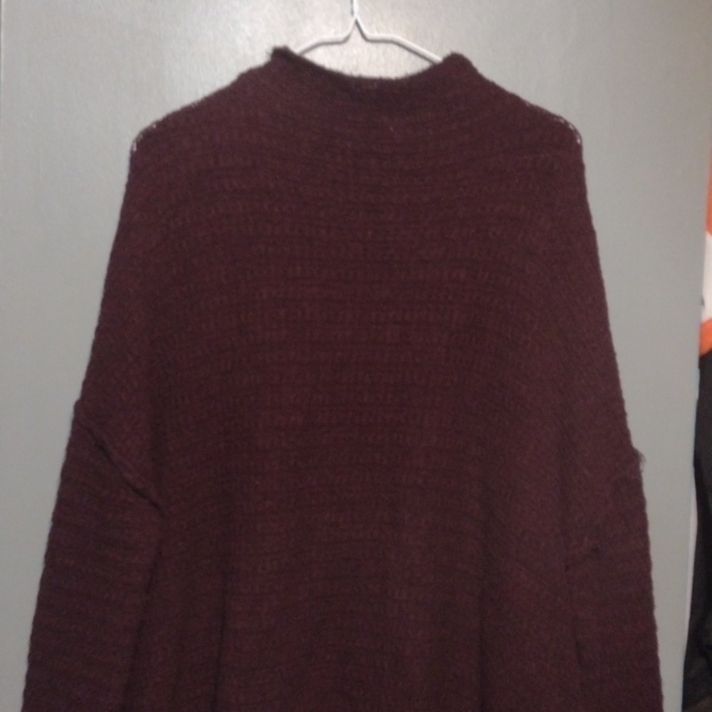 Oversized altered state maroon sweater size small zipper up the back
